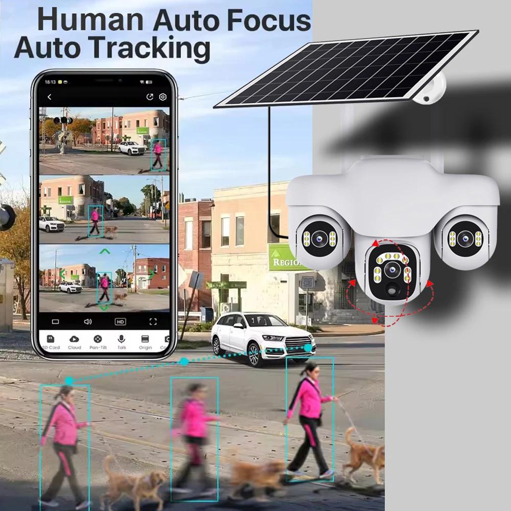 Solar Camera for Home Outdoor Use, Waterproof and Dustproof, Wiring-free, Three-screen Monitoring