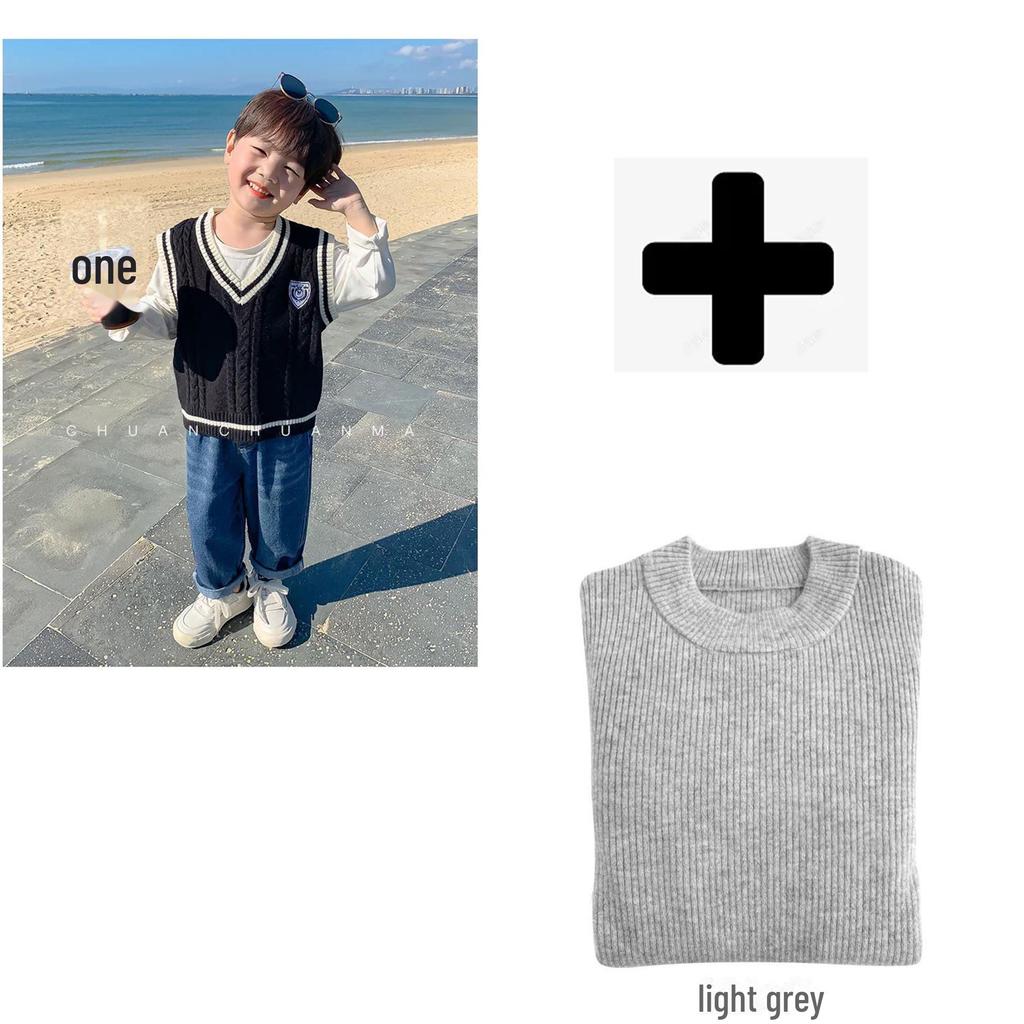 Dziecięca kamizelka swetrowa w stylu college - Wiosenno-jesienna dziergana kamizelka dla chłopców i dziewcząt