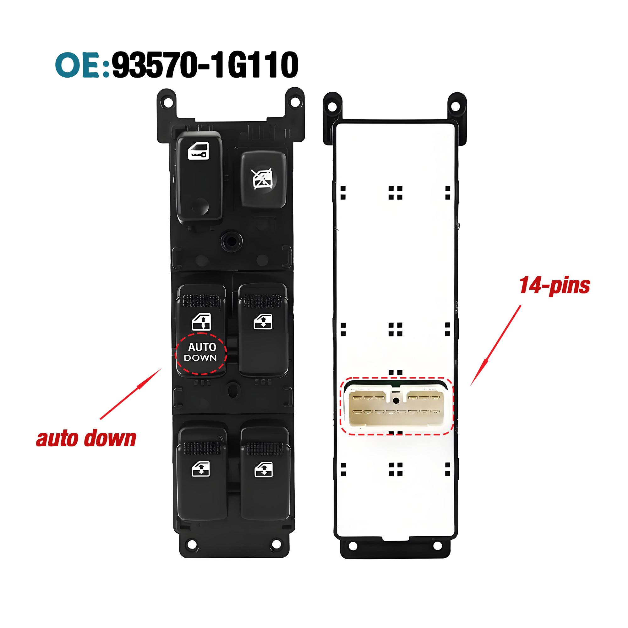 93570-1G110 935701G110 For Kia Rio 2006 2007 2008 2009 2010,Front Left Driver Power Master Window Lifter Control Switch Button LHD 93570-1G110
