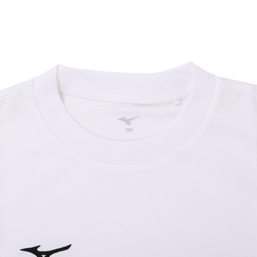 Mizuno Training Short Sleeve Size 140 Kids' Wear, T-Shirt, NaviDry, Moisture-Wicking, Quick-Drying, Underwear, White/Black,