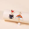 Asymmetrical Cartoon Balloon Bear Earrings, Cute Rainbow Rabbit Cat Cake Daisy Angel Stud Earrings