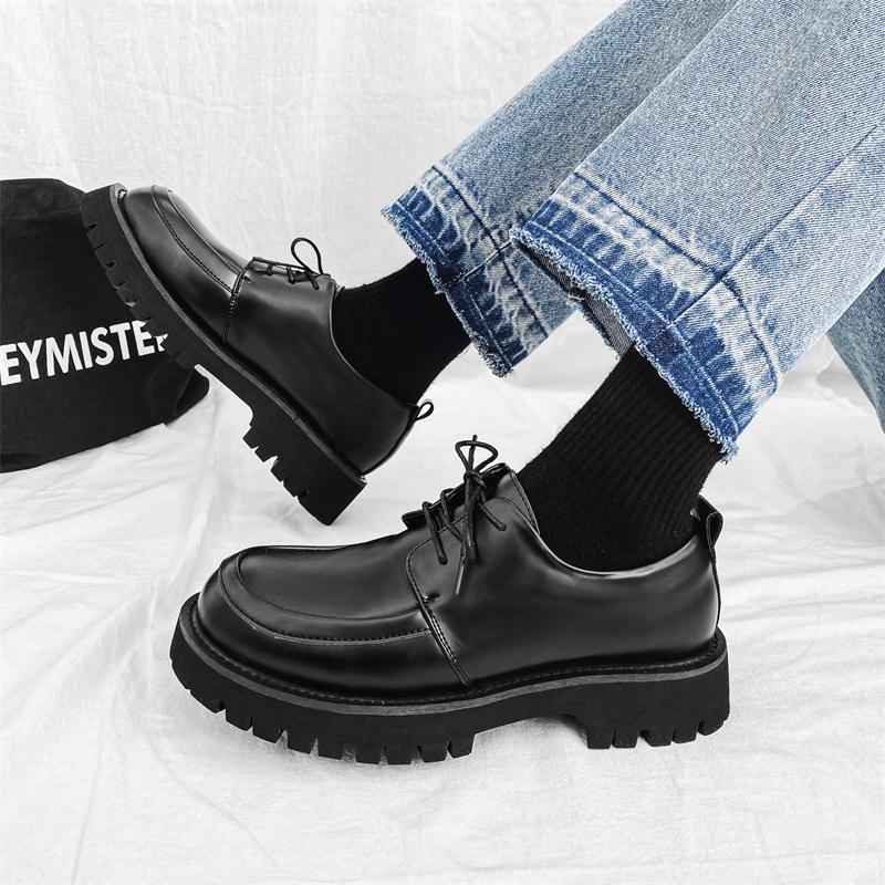 Casual Derby Men's Shoes Classic minimalist thick bottom style Outdoor Trendy Party Youth Office lace-up Hot selling Daily shoes