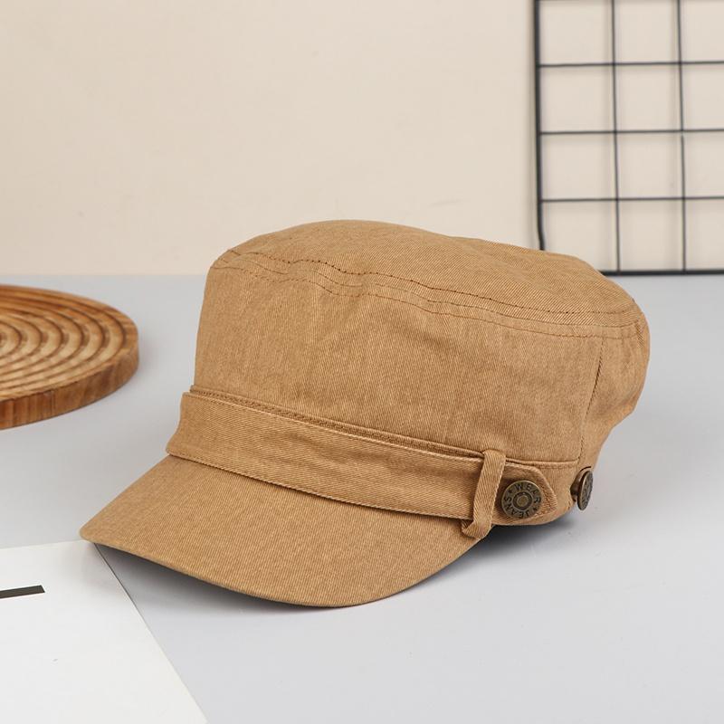 

Vintage Casual Flat Top Fisherman Cap Men Women Adjustable Solid Color Four Seasons Sunhat Snapback легкие хаки