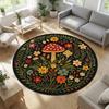 Vintage Cottagecore Red Mushroom Wildflower Round Rug Soft Non Slip Circular Carpet for Bedroom Living Room Home Decor