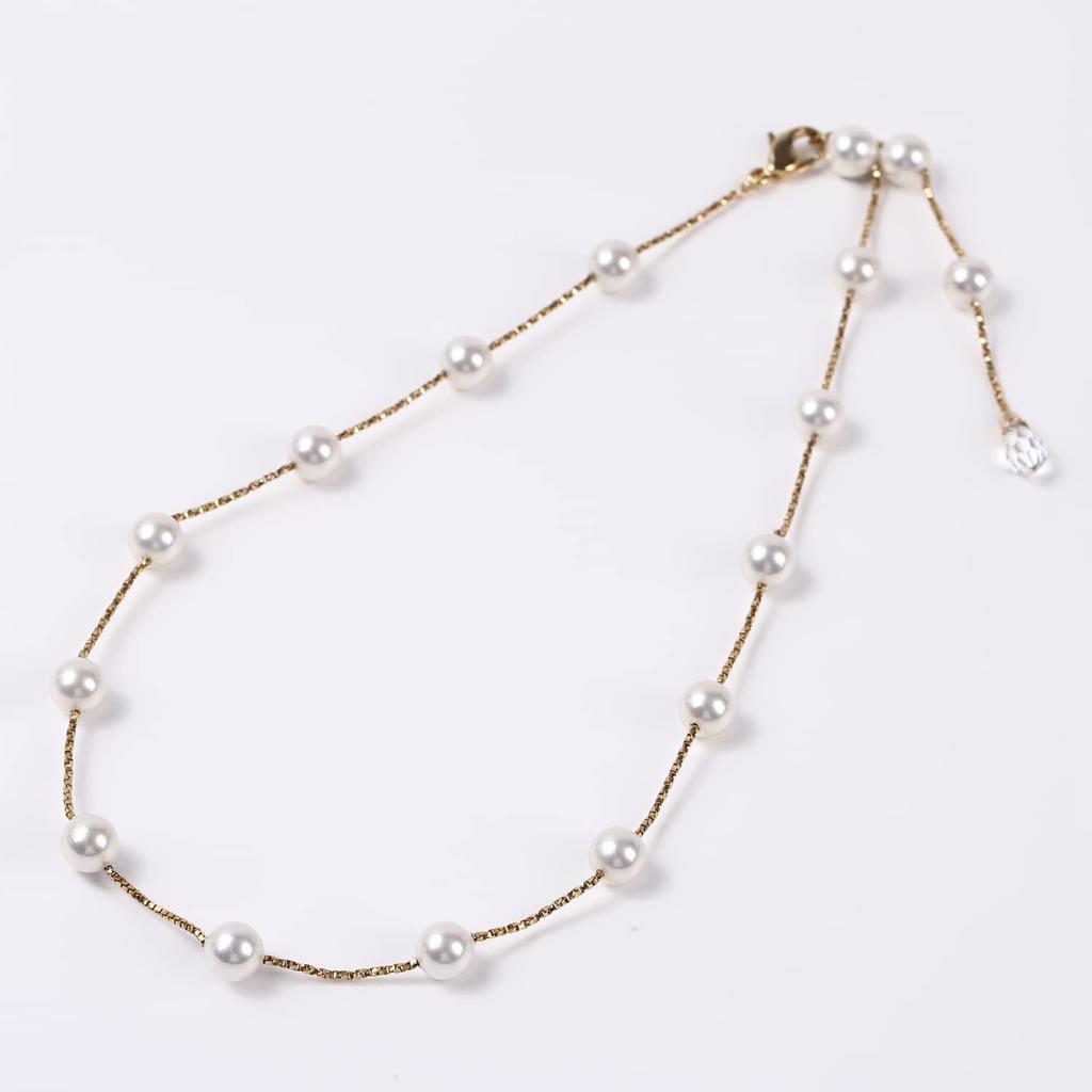 Von Yumi Perlenkette Yumi Sienne 7mm Kurz Station Beliebte Zeremonien Stilvoll Made in Japan [MIONO] [Produziert Katsura] Damen (Gold)