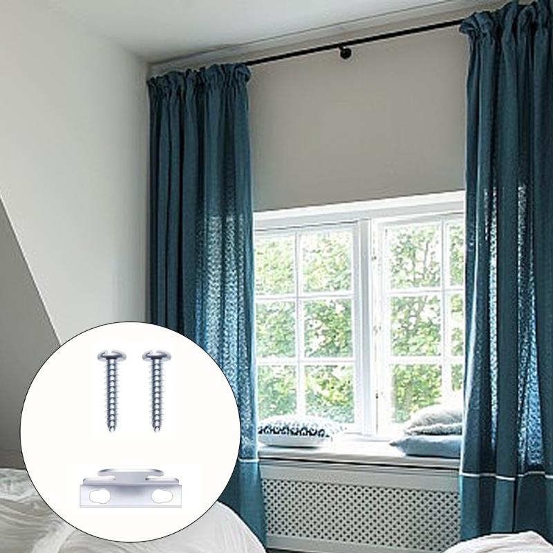 Easy Installation Curtain Rod Mounting Brackets with Reinforced Metal Construction Screws Included Window Hardware Hooks