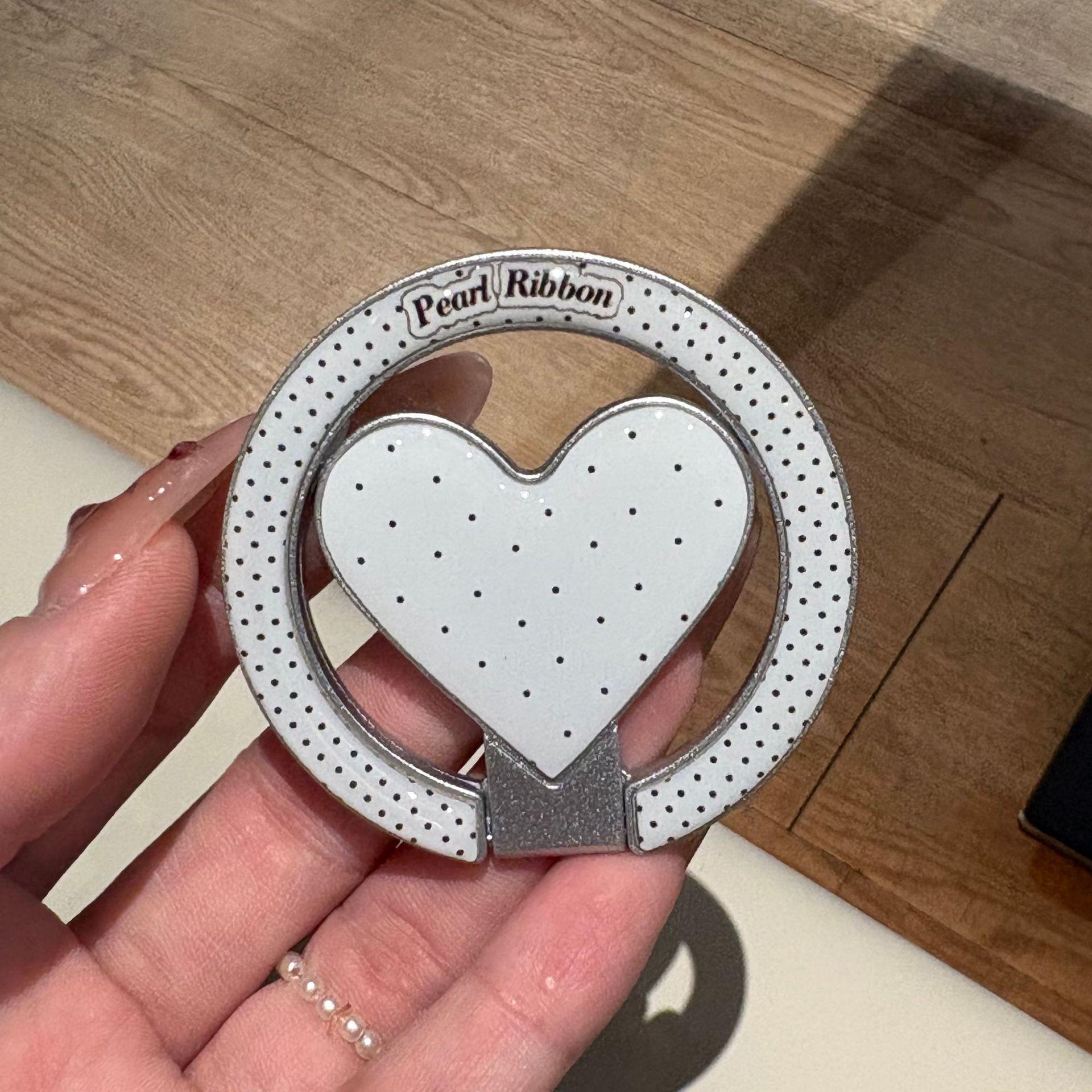 Korean Polka Dot Bow Heart Folding Stand for MagSafe-Compatible Phones