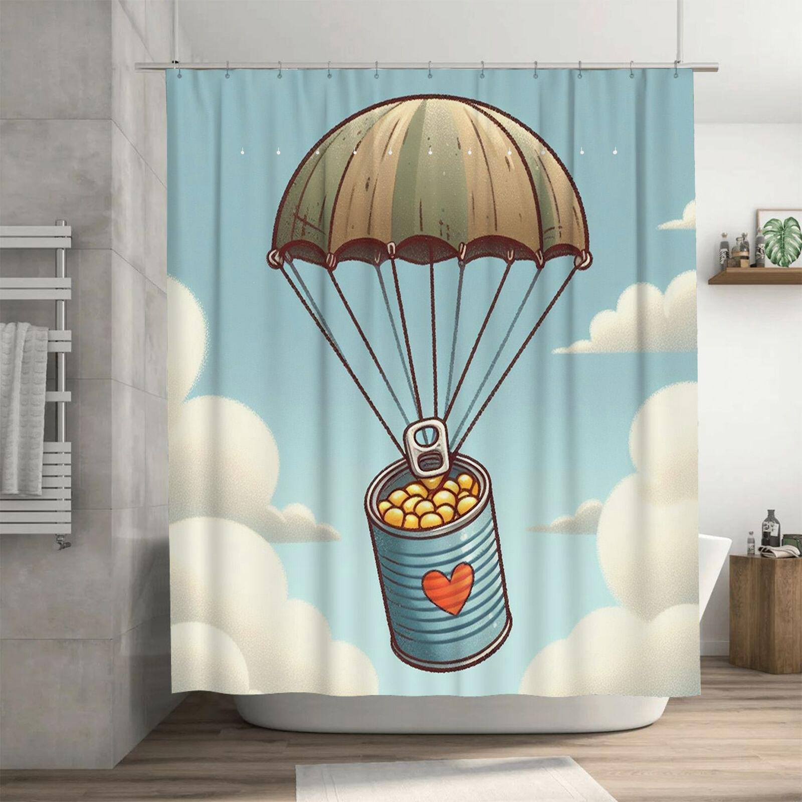 

Parachute with Heart Waterproof Shower Curtain, Artistic Design for Bathroom Decor, Enhances Whimsical Atmosphere 90X180cm(35x70in)