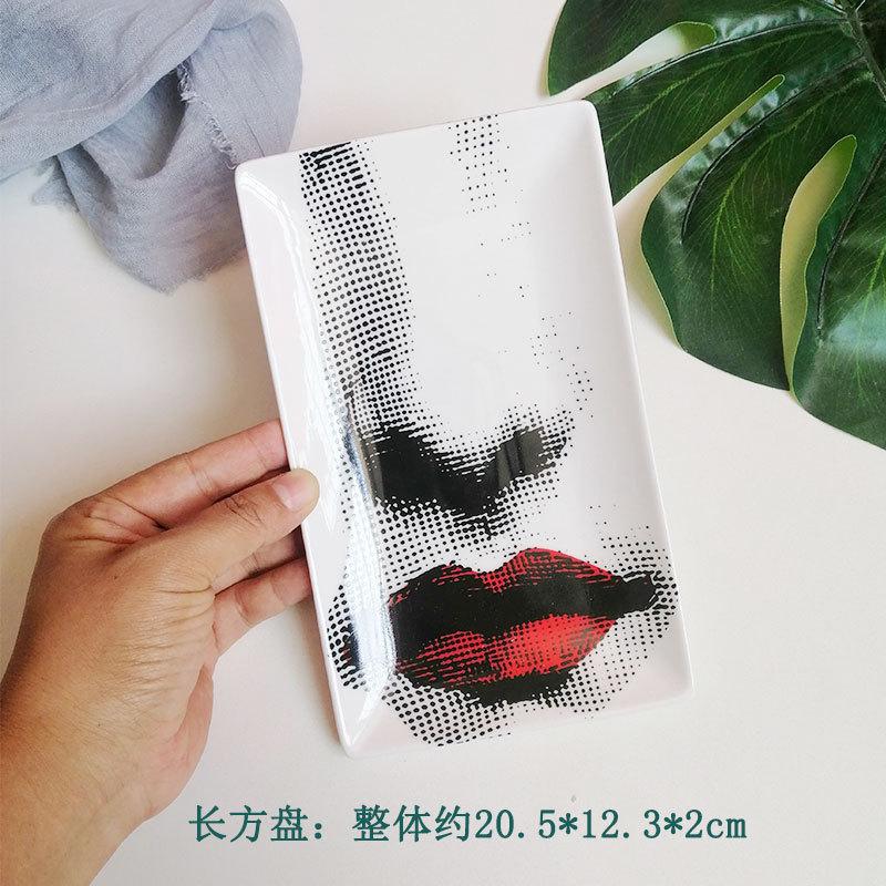 Stylish Butterfly Red Lips Decor Dish Multi Function Home Desktop Tray for Jewelry Cosmetic Plate Ashtray Livingroom Ornament