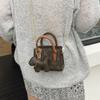 Canvas Vintage Print Small Square Bag With Zipper Closure For Daily Use