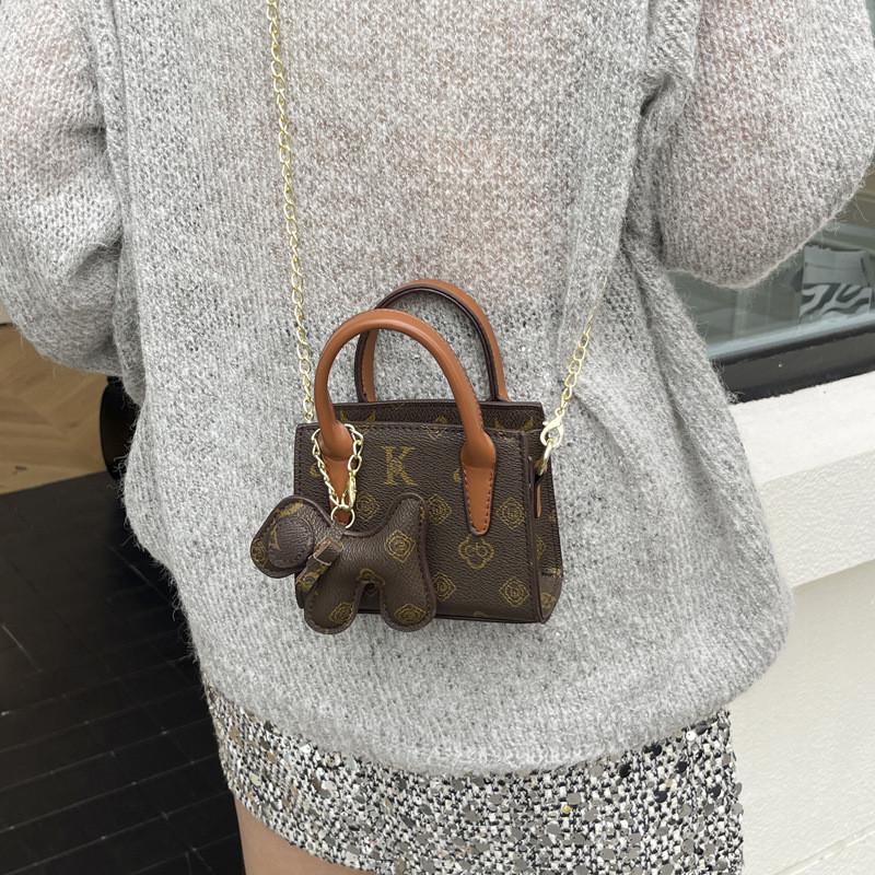 Canvas Vintage Print Small Square Bag With Zipper Closure For Daily Use