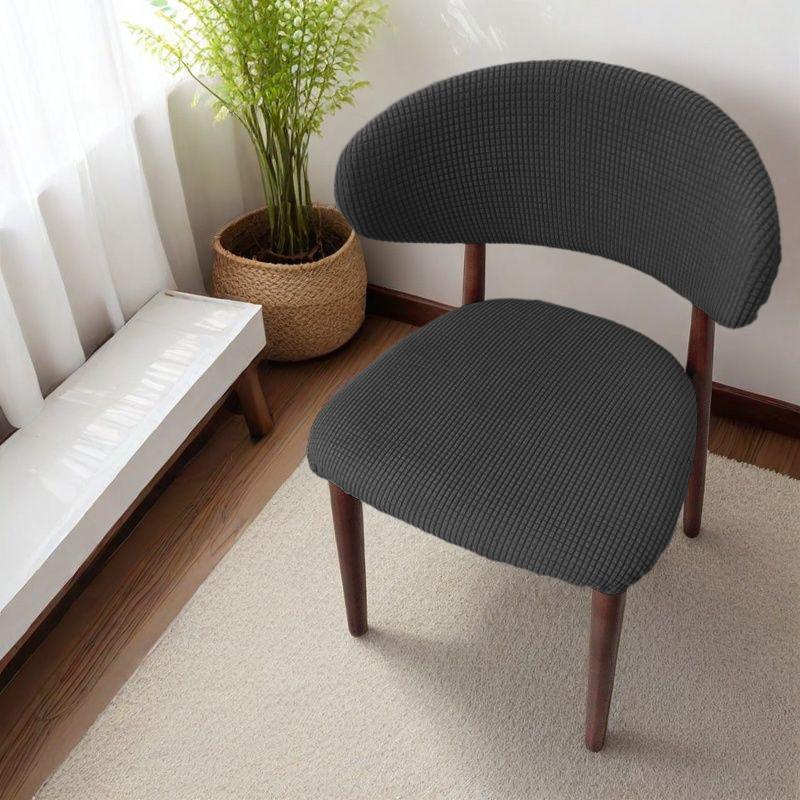 Funda para Silla con Respaldo en Forma de C Color Sólido Elástica Extraíble Fundas Divididas para Sillas de Madera Decoración del Hogar Protector de Asiento a Prueba de Polvo