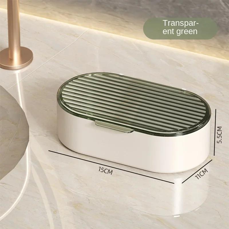 2025 Hot Double-layer Soap Box Household Bathroom Non-punching Hollow Drain Soap Box with Cover Dust Soap Box Holder
