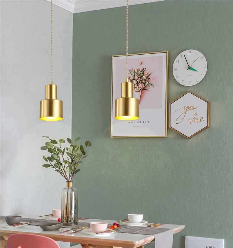 Nordic Gold Single Pendant Light for Bedroom, Bar, Café, or Shop