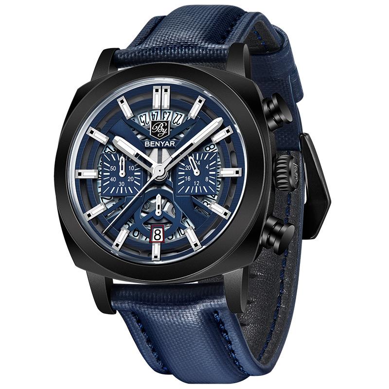 BENYAR Men's Fashion Sports Multi Functional Waterproof Calendar Business Quartz Watch