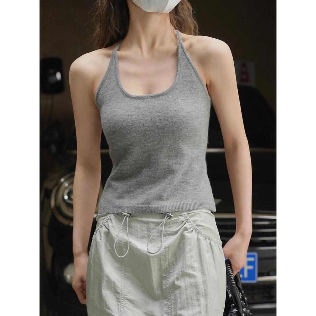 Johnature American Sexy Wool Racer Tops Summer Fashion Sleeveless Render Soft Simple Slim Tops