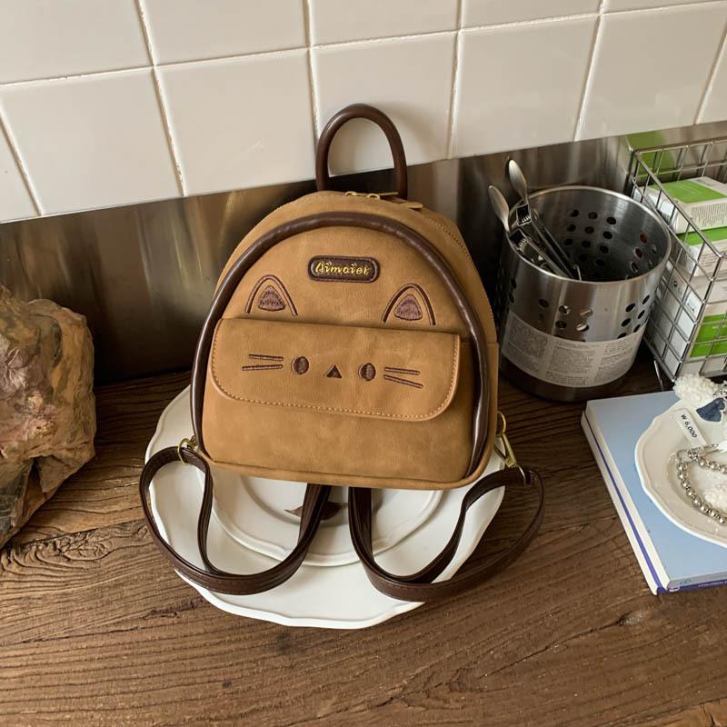 

Ретро леопардовый принт рюкзак женский нишевый дизайн милый котенок школьный рюкзак студенческий универсальный мини-рюкзак коричневый