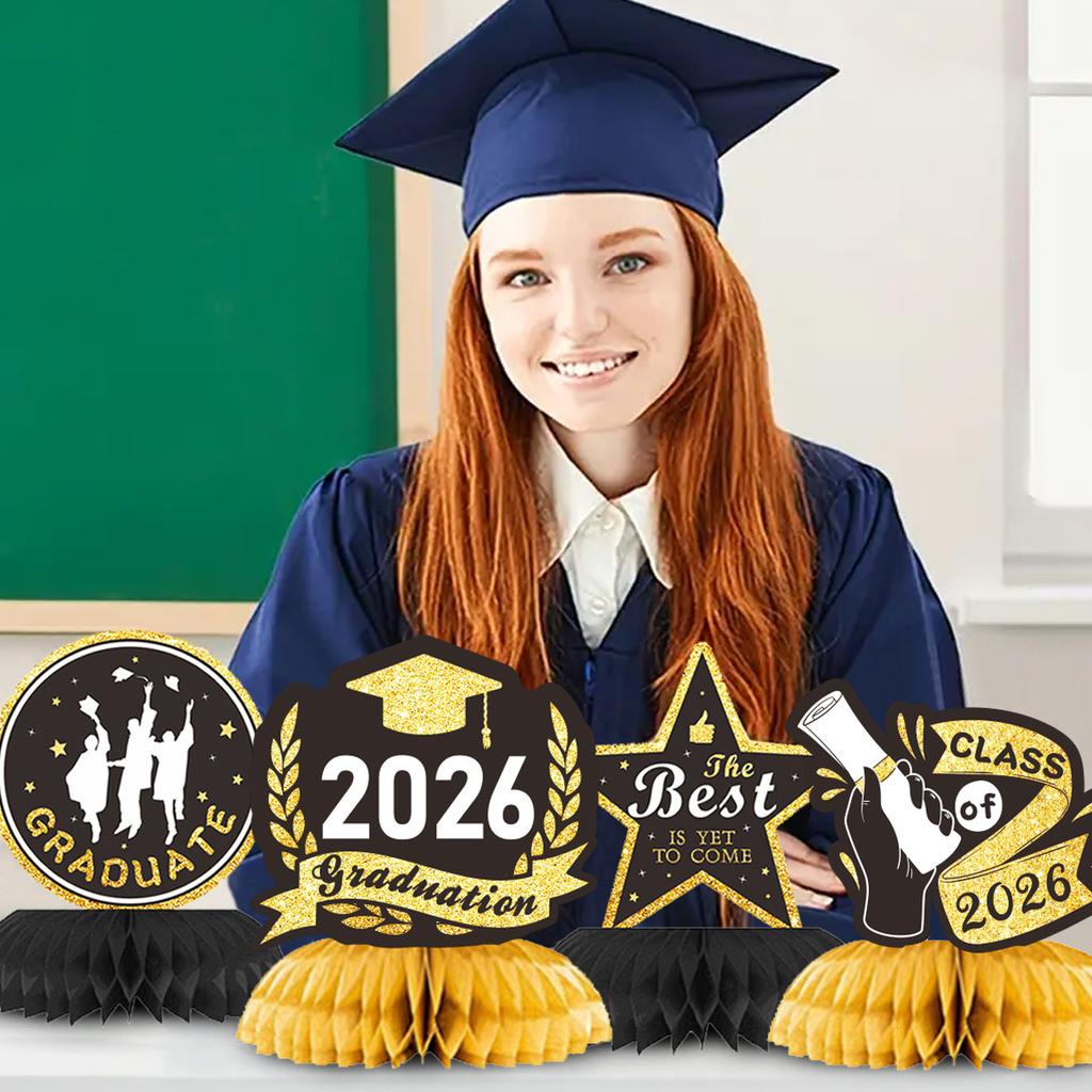 Graduation Season Theme Party Decoration Grad Honeycomb Ornament Graduate Classroom Celebration Honeycomb Table Pendulum