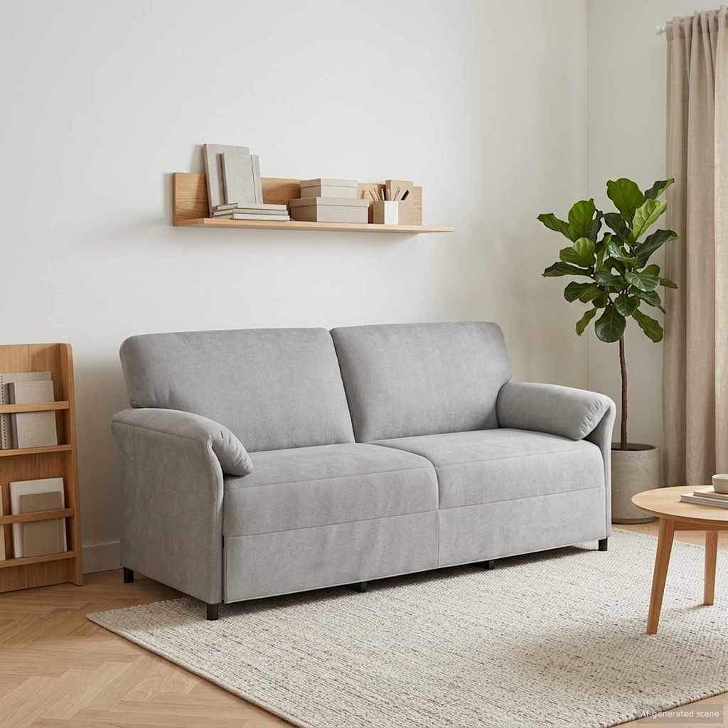 3 Seater Sofa Light Grey 198 x 83 x 95 cm Velvet