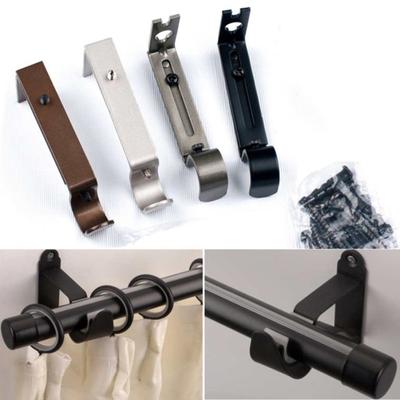 Adjustable Iron Window Curtain Rod Bracket Holder Drape Bar Fixed Hook Clamp