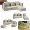Simple Couch Mini Sofa Set Soft Fabric Dollhouses Furniture 1/12 Scale Compatible with Model Displays