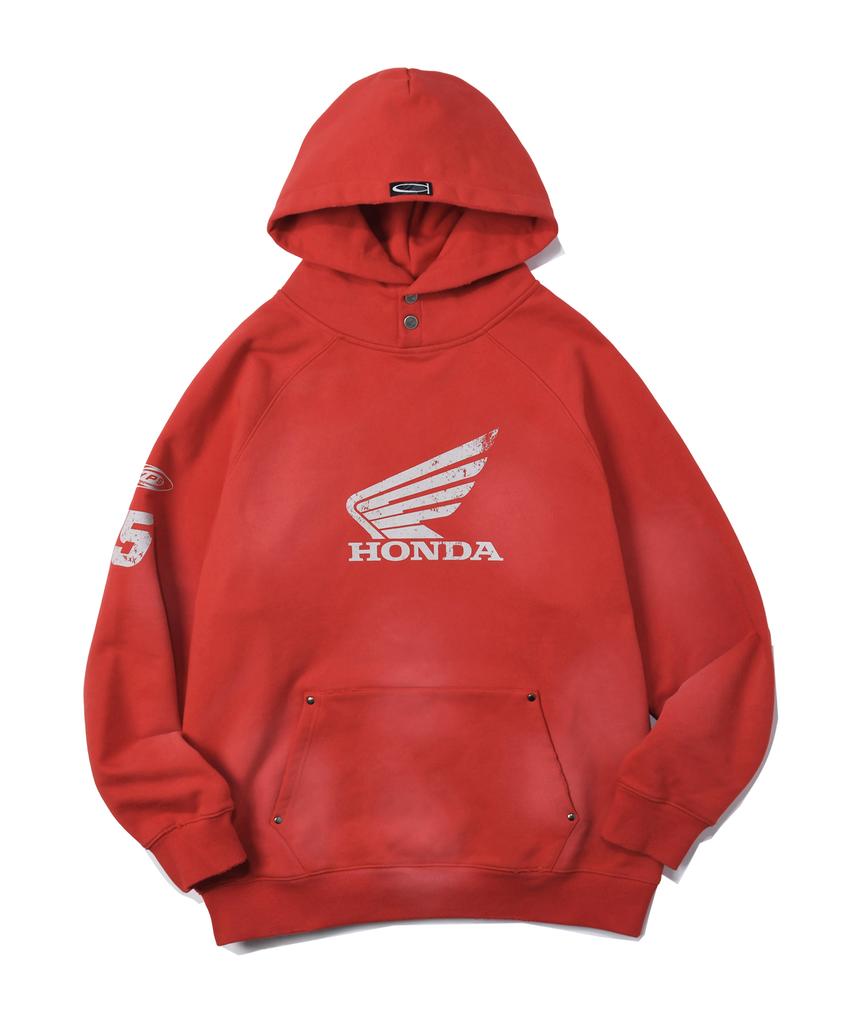 Honda Damage Washing Hoodie_Red