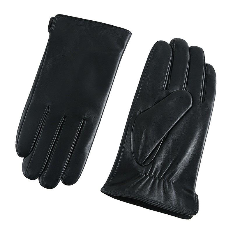 European Men s Winter Touchscreen Lambskin Gloves – Genuine Leather, Warm, Plus Velvet Lining Large чёрный