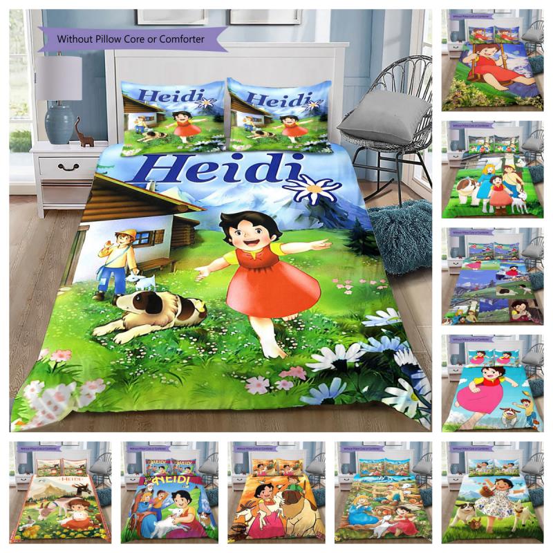Set Copripiumino Heidi Ragazza delle Alpi Stampa Set Biancheria da Letto per Bambini 3 Pezzi con Federe Microfibra Morbida Decorazione per la Casa Regalo
