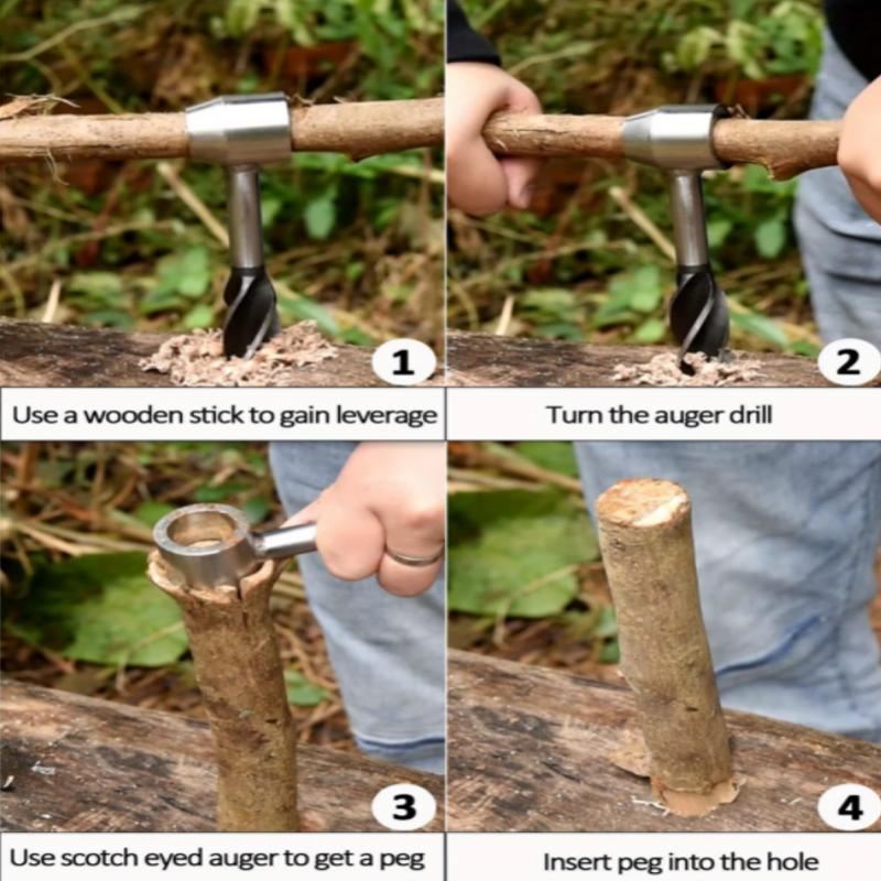 Spiral drill bit, portable outdoor survival tool, jungle craft settler, hand drill drilling tool for camping, outdoor hiking
