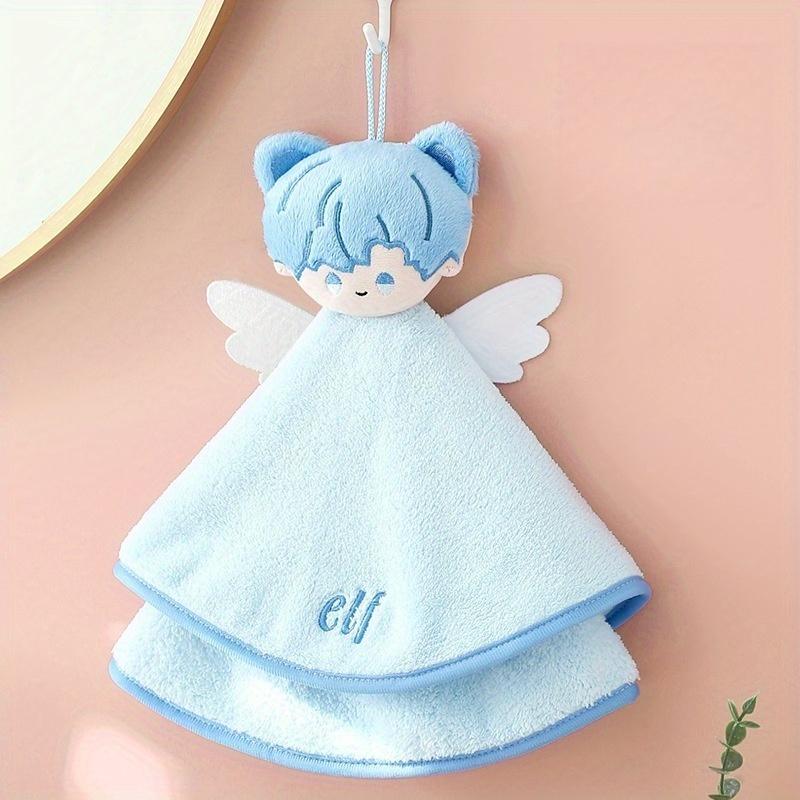 

Милое мультяшное подвесное полотенце для рук из мягкого кораллового флиса, впитывающее, без запаха, из плотной ткани, идеально для декора ванной комнаты или кухни, идеальный подарок, одиночная упаковка синий