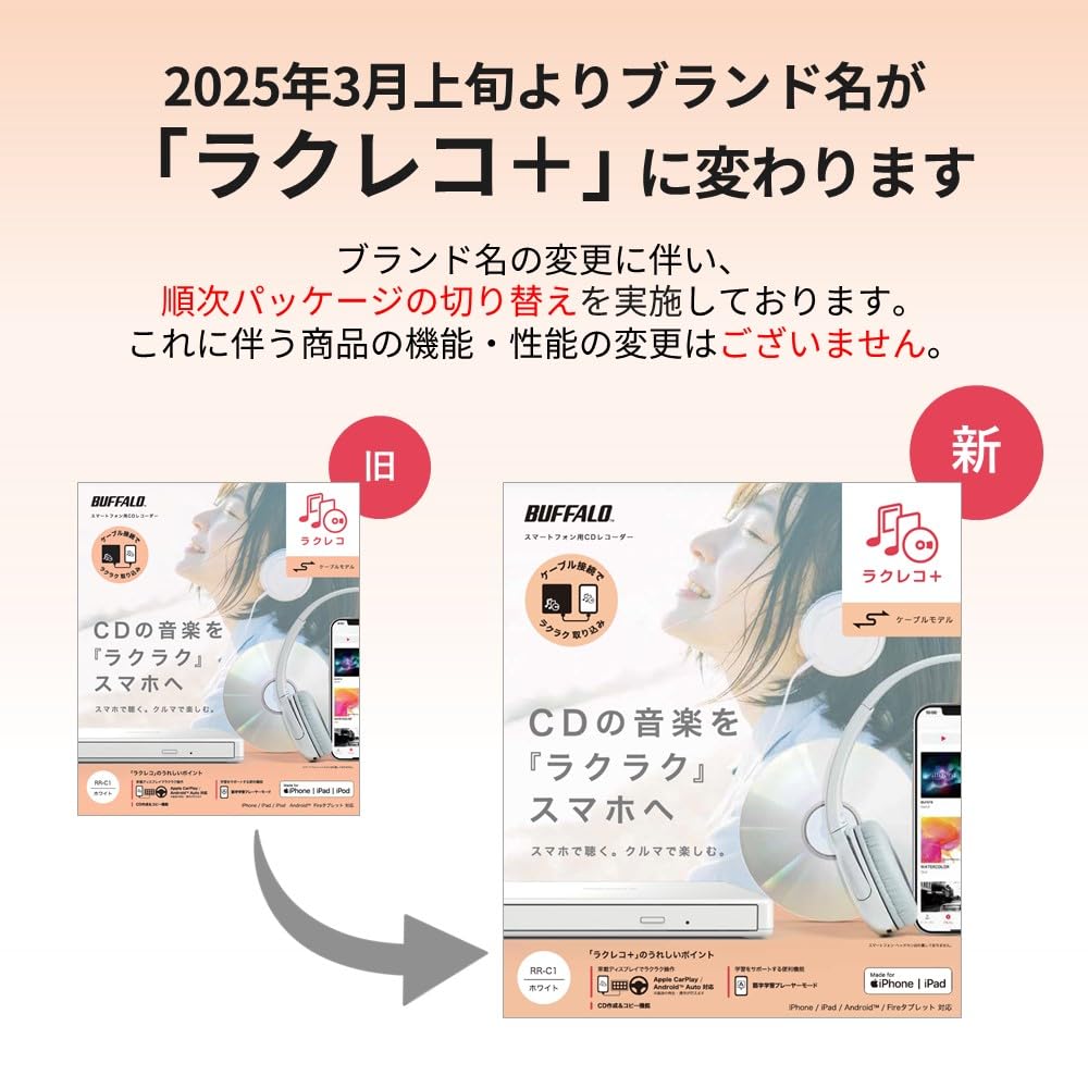 Buffalo CD Learning No PC Cable Model with and Fire White LaCreco+ iPhone/Smartphone Importer/CD Recorder/Language Player, Required, [Compatible iOS,