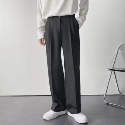 Hong Kong Style Men's Loose Autumn Wide-Leg Trousers: White, Free-Ironing, Casual