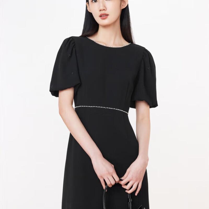 JOOZE Ring-Puffärmel-Acetat-Pendlerkleid