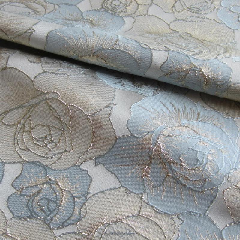 100x140cm Präglad Guld Siden Elegant Blomma Jacquardtyg Damklänning Mjuk Kjoldisk Tvättväska Sytyg för DIY