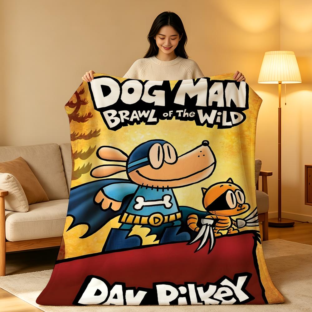Cartoon D-Dog M-Man Throw High-Density Short Plush Blanket Soft Skin-Friendly For Sofa Nap Air-Conditioned Room