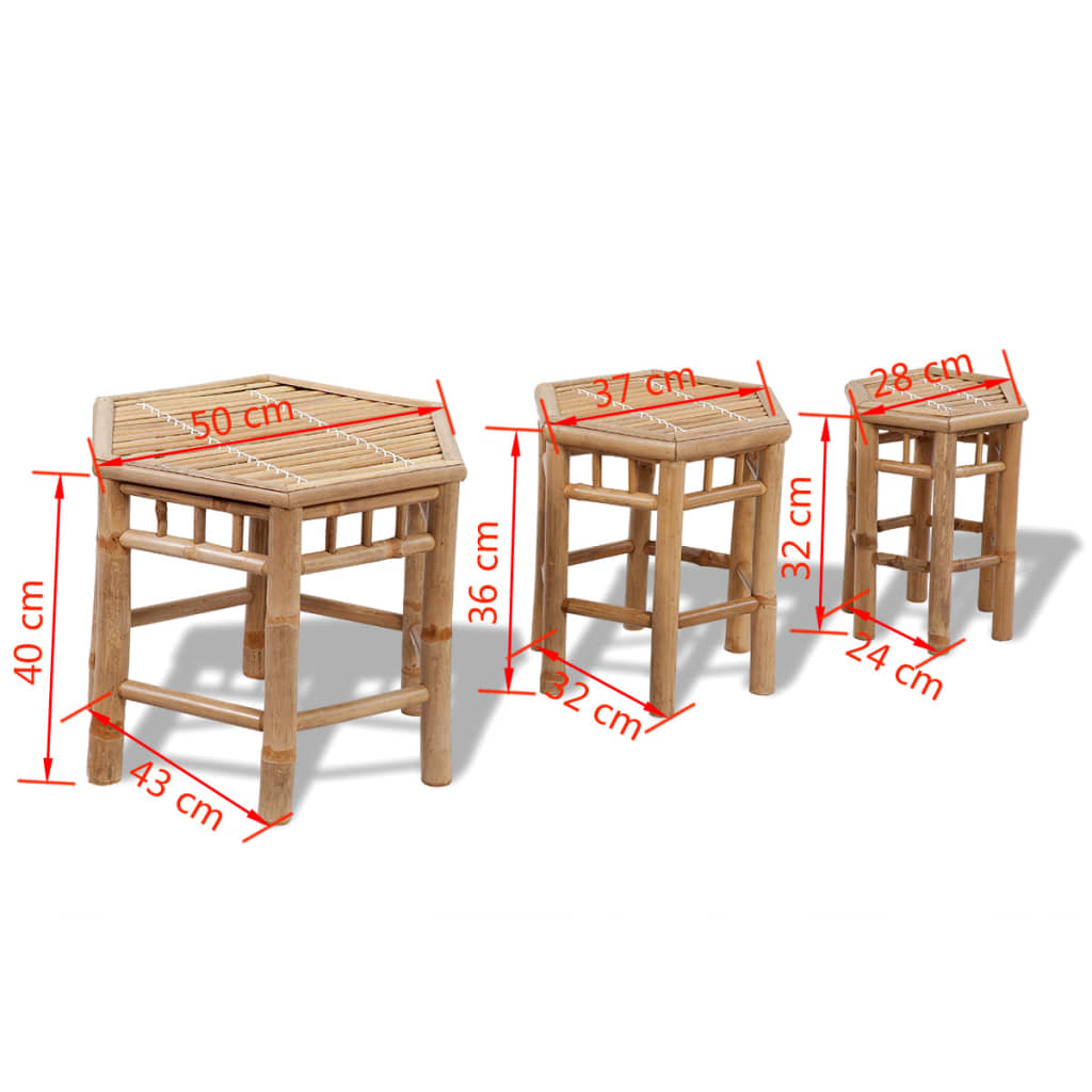 Garden Stool Set 3 Pieces Bamboo