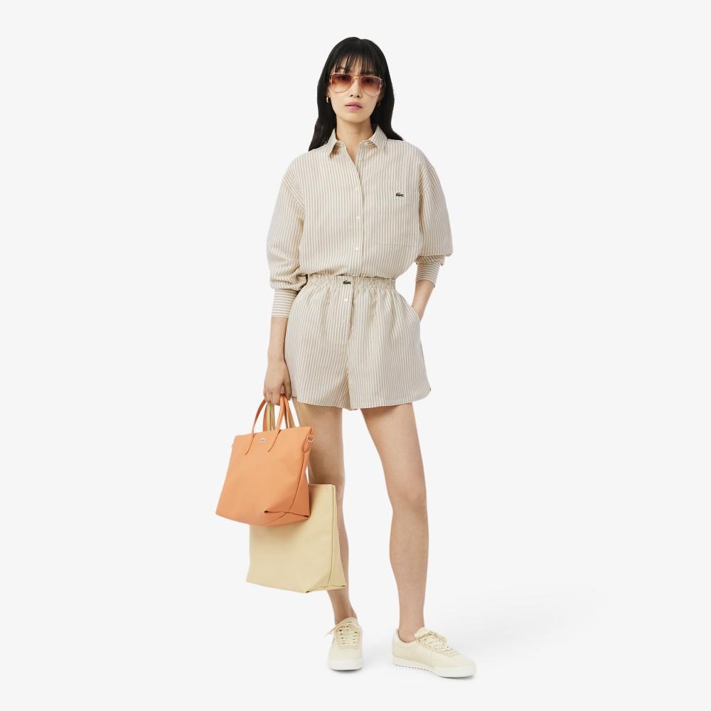 Lacoste Women's Linen Blended Stripe Shirt CF1429-56G8GI