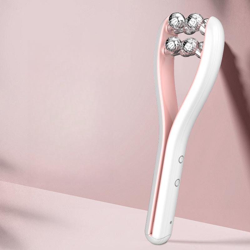 

V-образный ролик для массажа лица, инструмент для красоты, маленький V-образный лифтинг лица и подтяжка, артефакт микротоковой терапии от двойного подбородка, массажер розовый