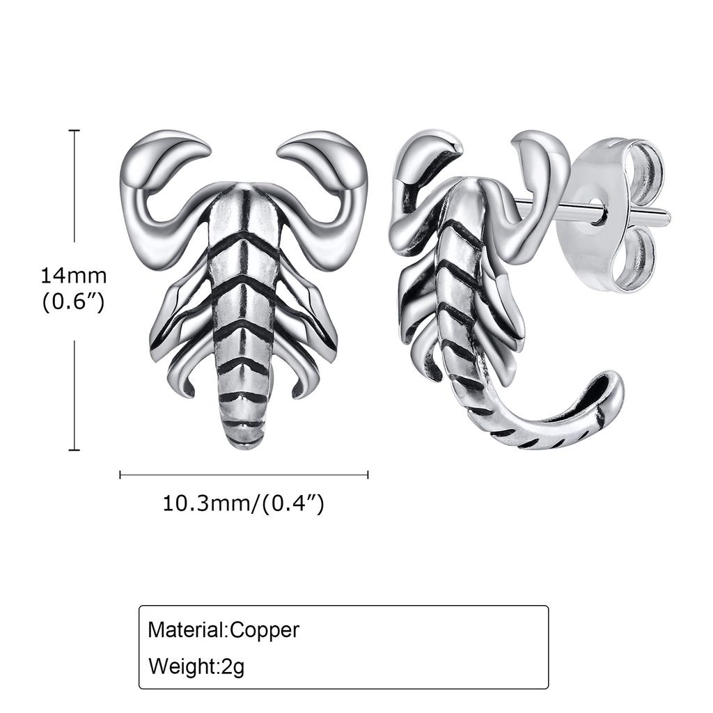 Pendientes de Tachuela de Escorpión Gótico para Hombres Niños, Pendiente Metálico de Insecto Rock Punk, Regalos de Joyería para Él Fiesta Calle Joyería de Halloween