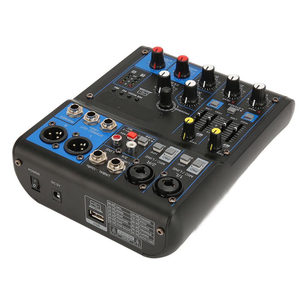 Compact Mixer 6 Channel 99 DSP Effects 2 Equalizer Portable Sound Board DJ Mixer with MP3 Bluetooth