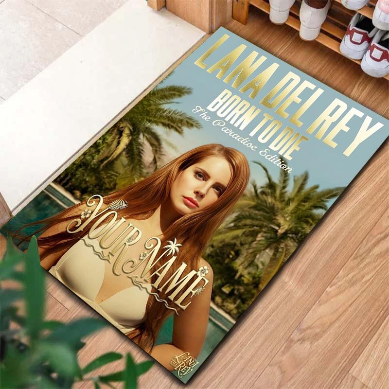 Lana Del Rey Fan Art Benutzerdefinierter Namens Teppich für Wohnzimmer Schlafzimmer Haus Sofa Dekoration Kinder Spiel Rutschfeste Fußmatte