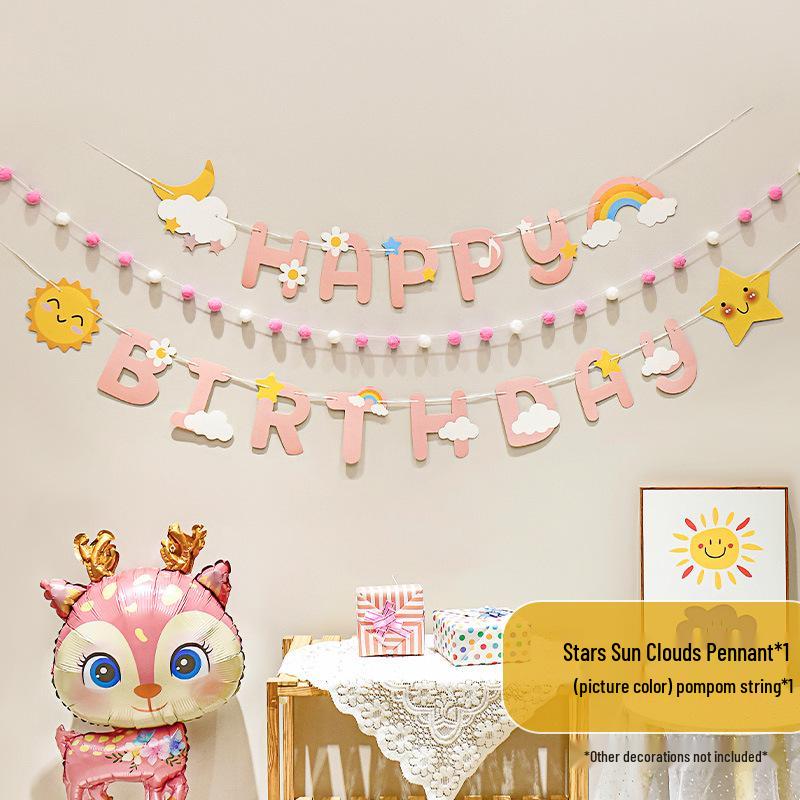 First Birthday Pom-Pom Bunting & Photo Banner for Boys and Girls