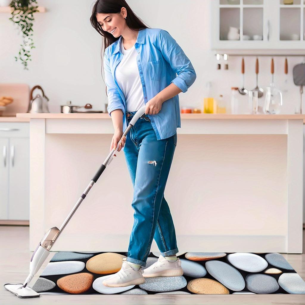 1 ks Protizánětlivé kuchyňské koberce, 3D kamínkový diatomitový potisk, vodotěsná protiskluzová silná polstrovaná kuchyňská podložka, vysoce odolná komfortní podložka na stání do kuchyně