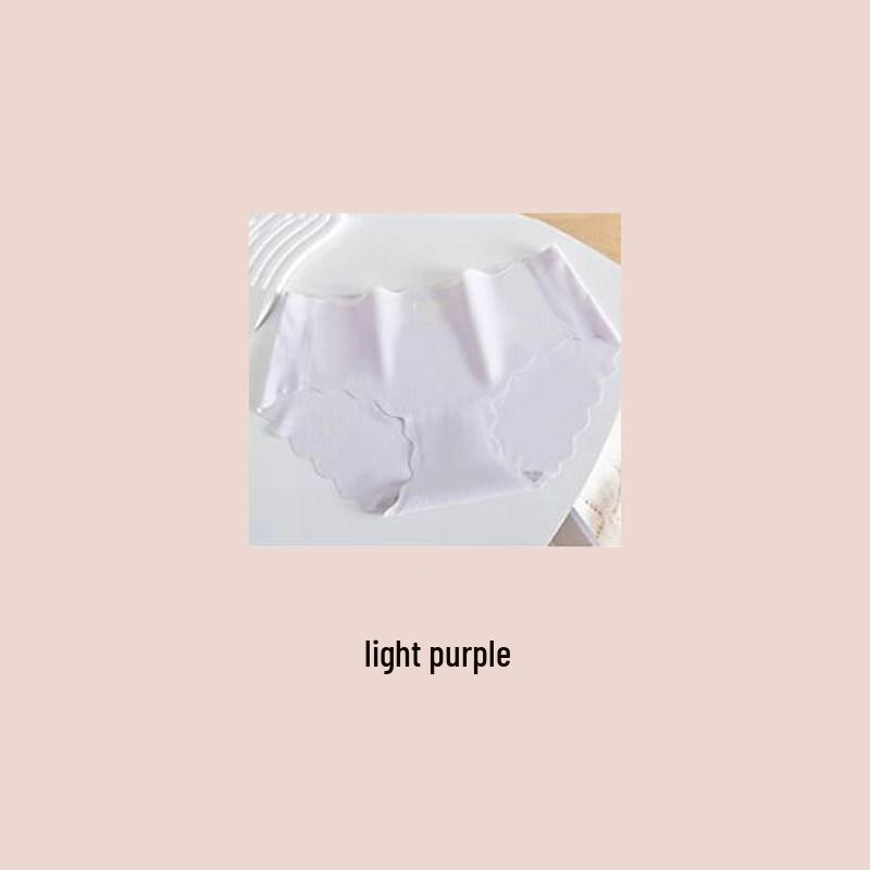 Japanese Wave Edge Heart Ice Silk Mid-Waist Seamless Plus Size Underwear for Women