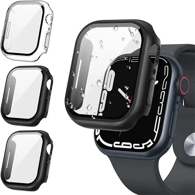 3 Pack Tempered Glass Cover for Watch Screen Protector Case 9 8 7 6 5 4 3 SE 40MM 41mm 46mm 45mm 10 42mm 38mm Accessories