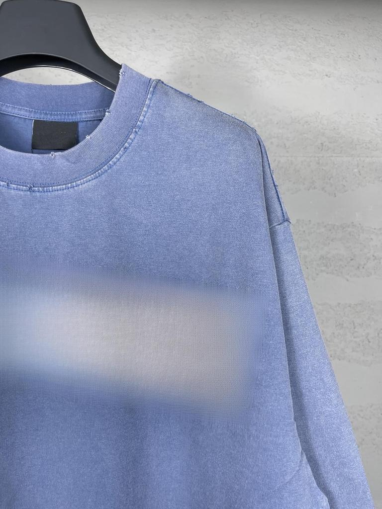 B Brand SS24 Vintage Paříž Logo Páska Prané Volné Tričko