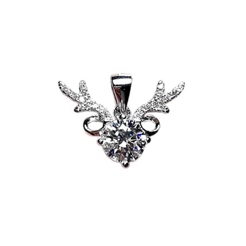 PT950 Platinum Gold Full Diamond Deer Antler Pendant Women's Clavicle Chain - Perfect Gift for Girlfriend