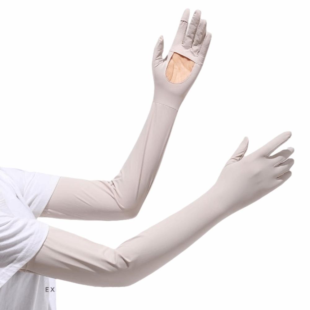 Non-slip Long Sleeve Sun Protection Sunscreen Sleeve Gloves Breathable Summer Arm Cover  Women