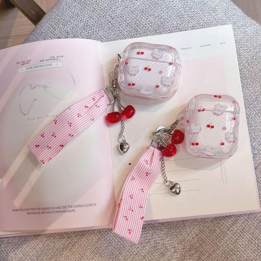 Cute Cherry Cat for Apple Airpodspro1 Earphone Cover 1st Generation Wireless Bluetooth Apple AirPods 1