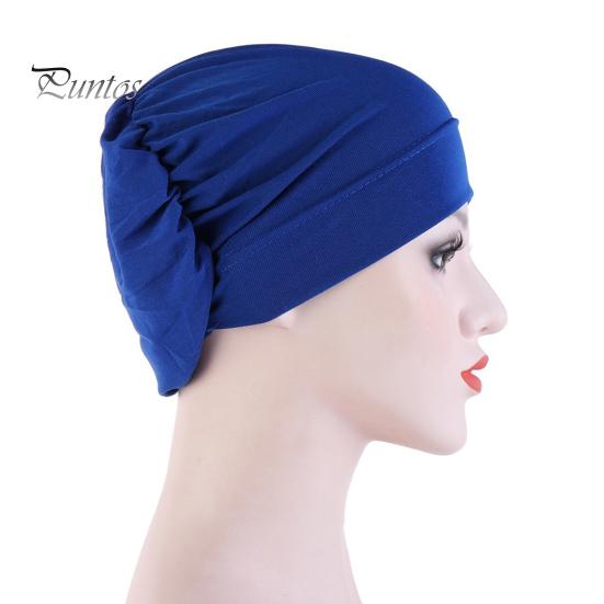 Women Small Solid Color Soft Knotted Night Sleep Beanie Bonnet Chemo Hat Cover